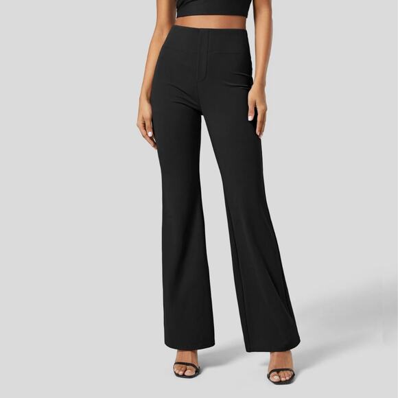 Halara Flex SculptKnit High Waisted Pocket Work Pants Black Flared Medium - Picture 1 of 8